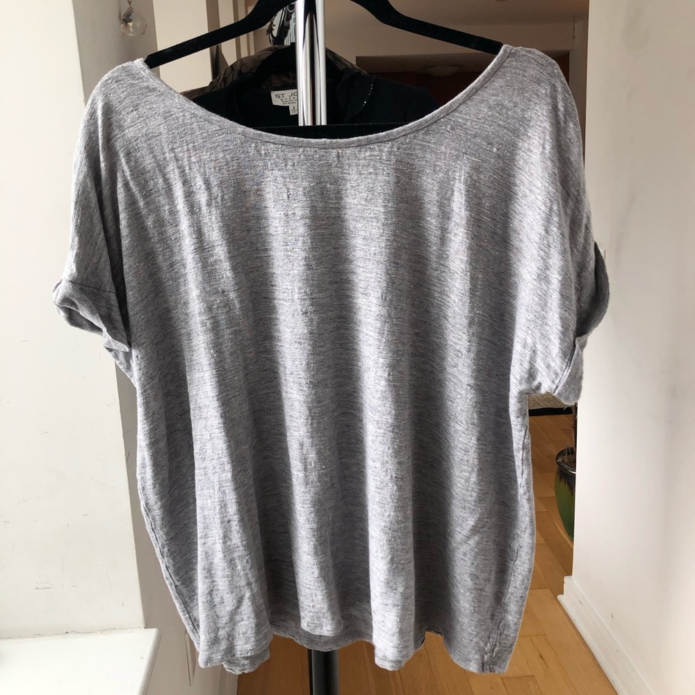 Eileen Fisher Light Grey Short Sleeve Top